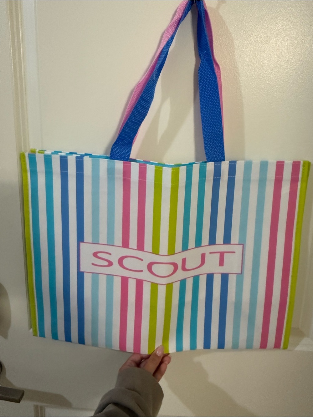 Scout Striped Tote in Blue, Pink & Lime